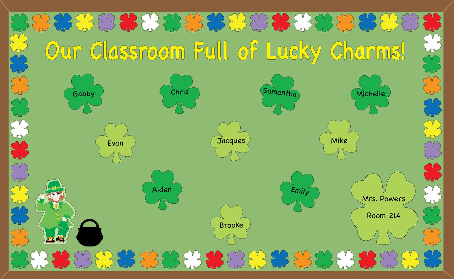 SHAPES ETC. Green Shamrock Assorted Color Creative Cut-Outs- 5.5”