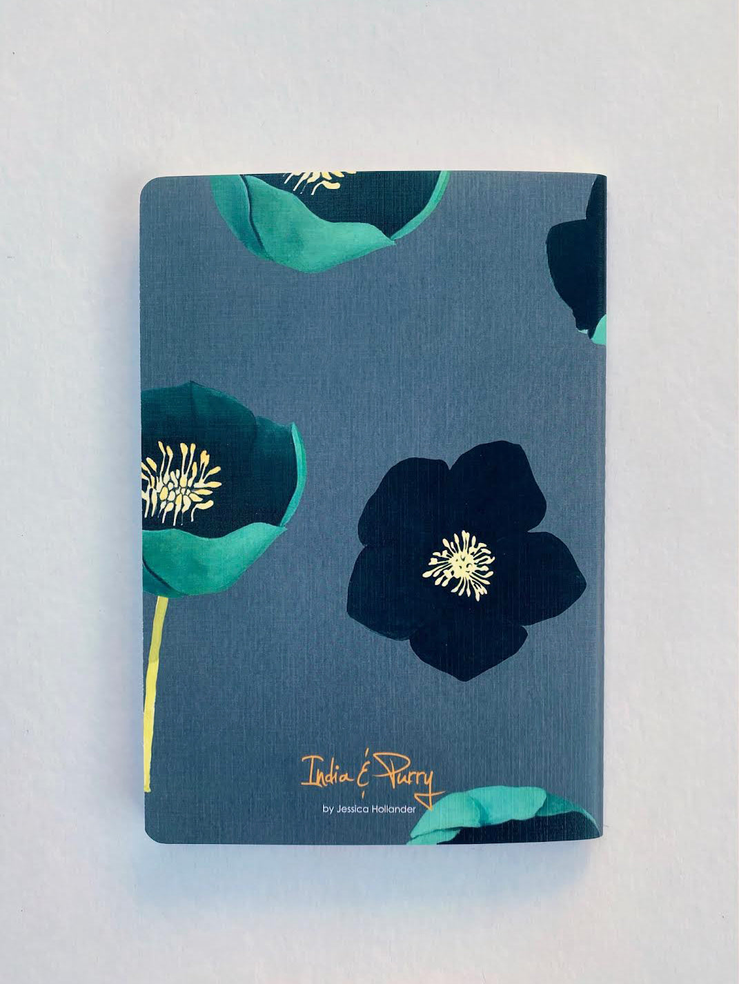 Notebook Set: Green Winter Rose & White Poppies on Emerald