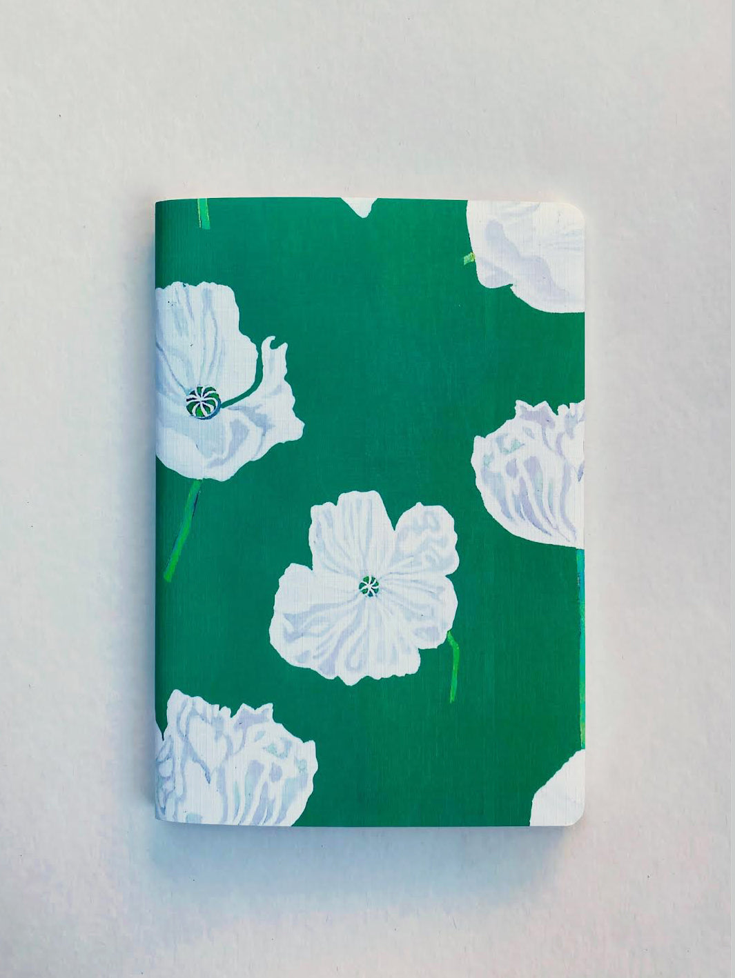 Notebook Set: Green Winter Rose & White Poppies on Emerald