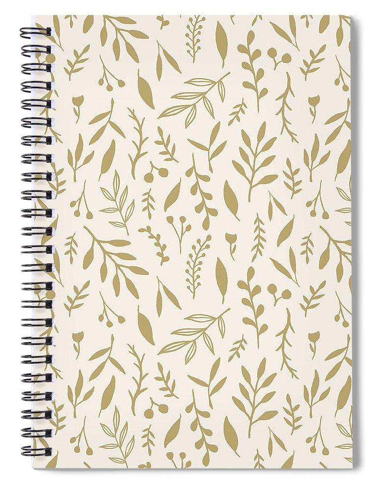 Gold Falling Leaves Pattern - Spiral Notebook