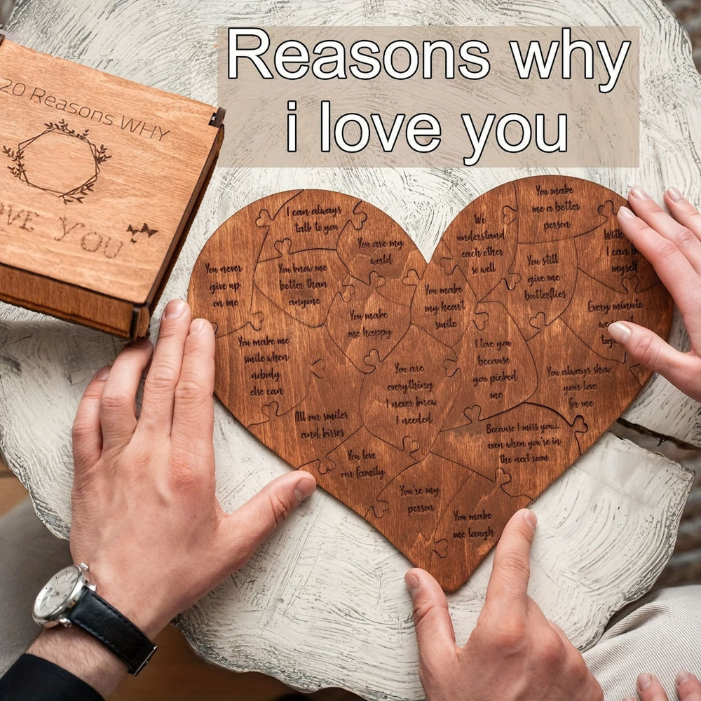 NNETM 20 Reasons Why I Love You Wooden Heart Puzzle