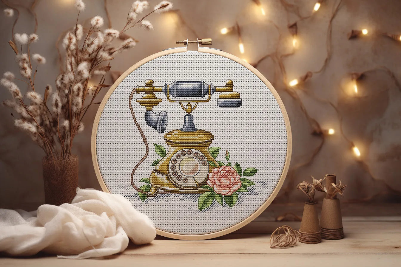 Vintage Phone - PDF Cross Stitch Pattern