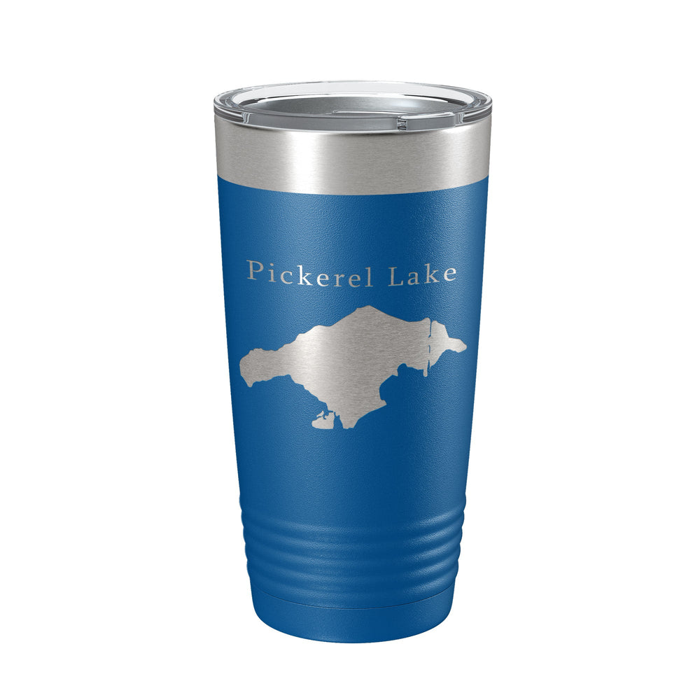 Pickerel Lake Map Tumbler Travel Mug Insulated Laser Engraved Coffee Cup Michigan 20 oz