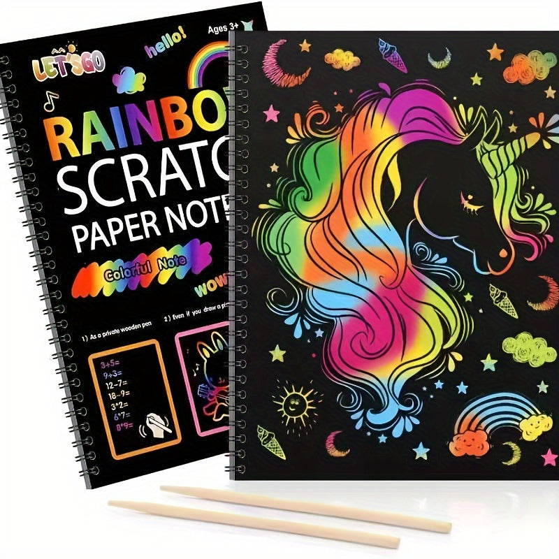 NNETM Rainbow Scratch Off Notebooks Arts and Crafts Set