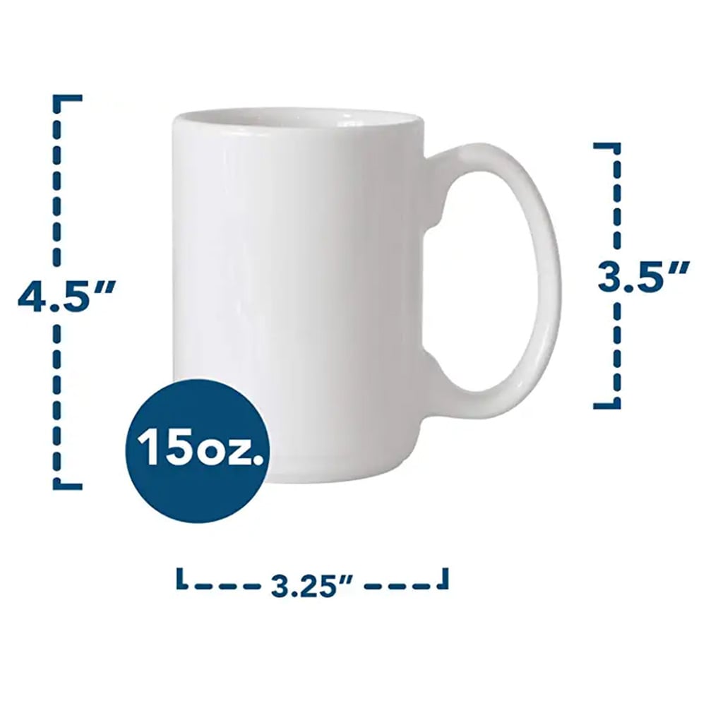 Hvidt keramisk krus af høj kvalitet, 15oz