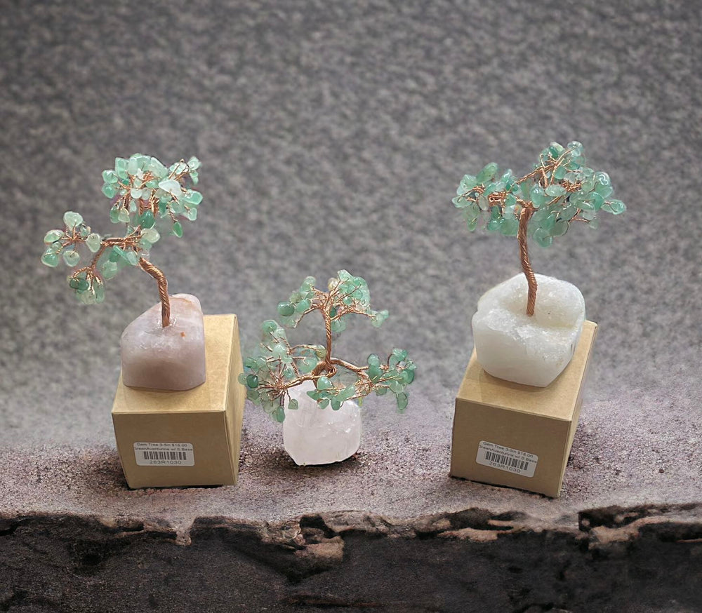 Gemstone Tree w/ Stone Base, 3-5in Tall,-2
