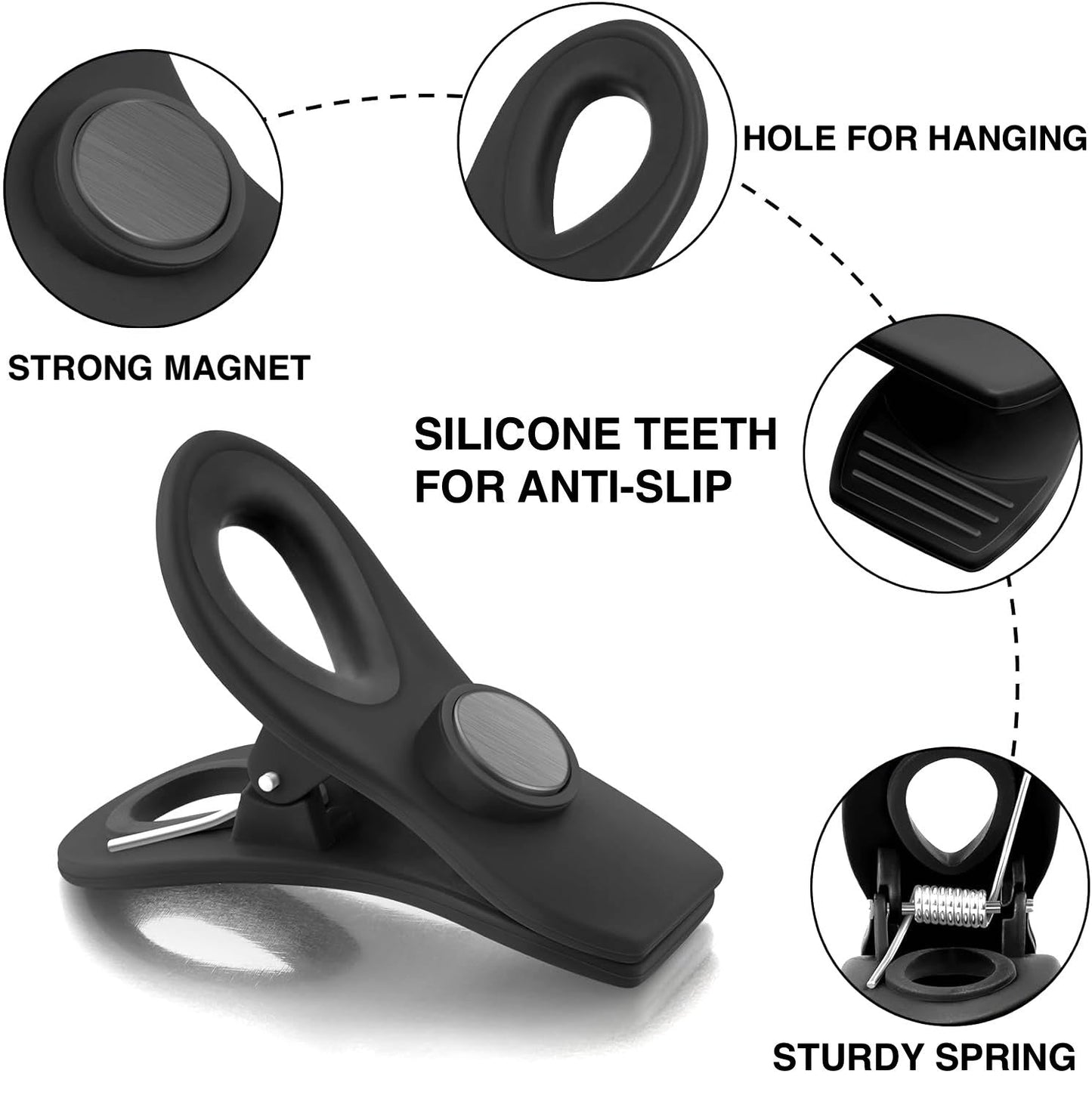 10-Piece Magnetic Bag Clip Set, Black