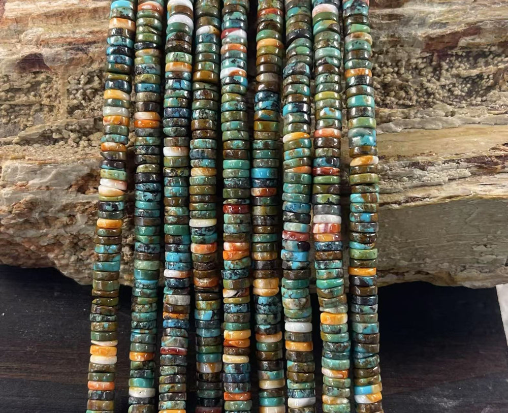 Turquoise & Spiny Oyster, Heishi Disk Shape 6mm 8mm-2