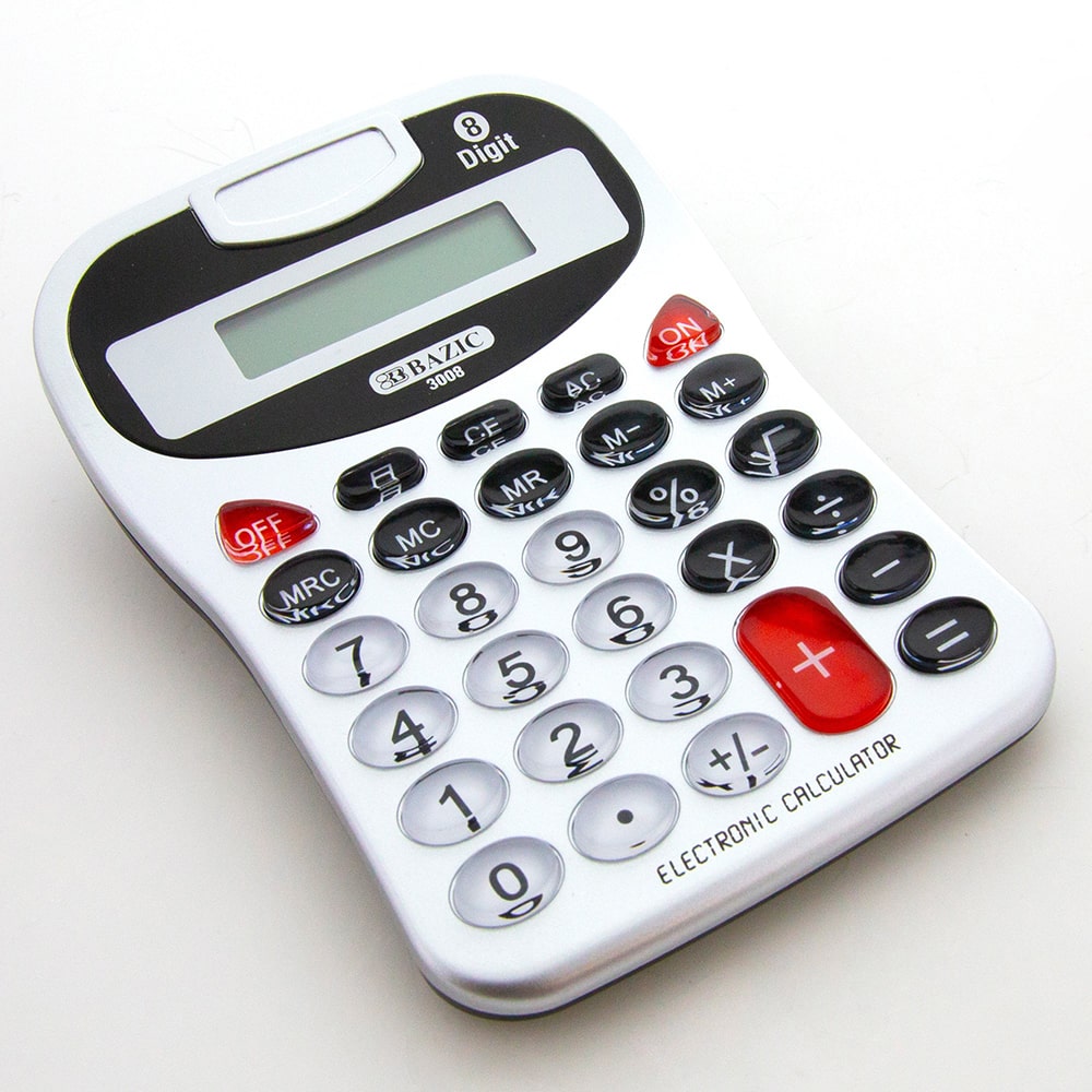8-Digit Silver Desktop Calculator w/ Tonecalc