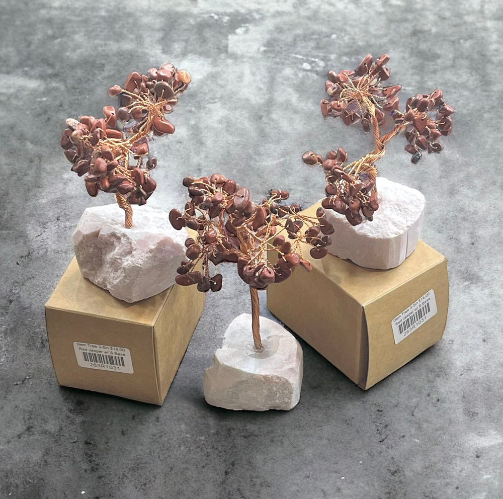 Gemstone Tree w/ Stone Base, 3-5in Tall,-3