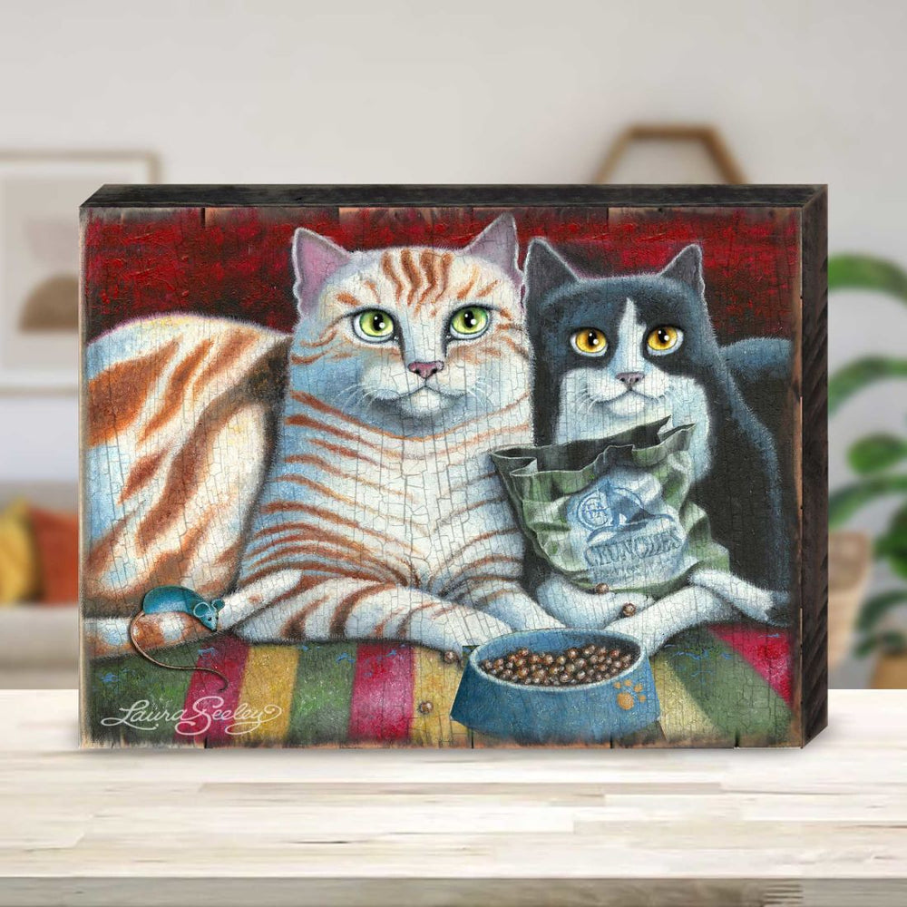 Kitty Cats Treat Wooden Wall Art by Laura Seeley - Pets Dog and Cats Decor - 8512113B