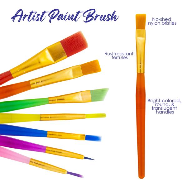 Paint Brush Flat Angled Round w/ Translucent Handle set (7/Pack)