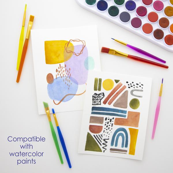 Penselsæt, flad, vinklet, rund med gennemsigtigt håndtag (7 stk.)