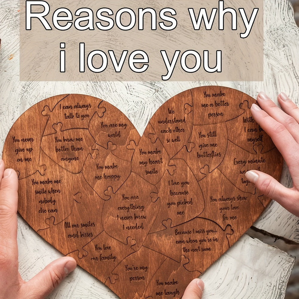 NNETM 20 Reasons Why I Love You Wooden Heart Puzzle