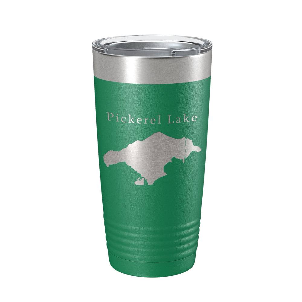 Pickerel Lake Map Tumbler Travel Mug Insulated Laser Engraved Coffee Cup Michigan 20 oz