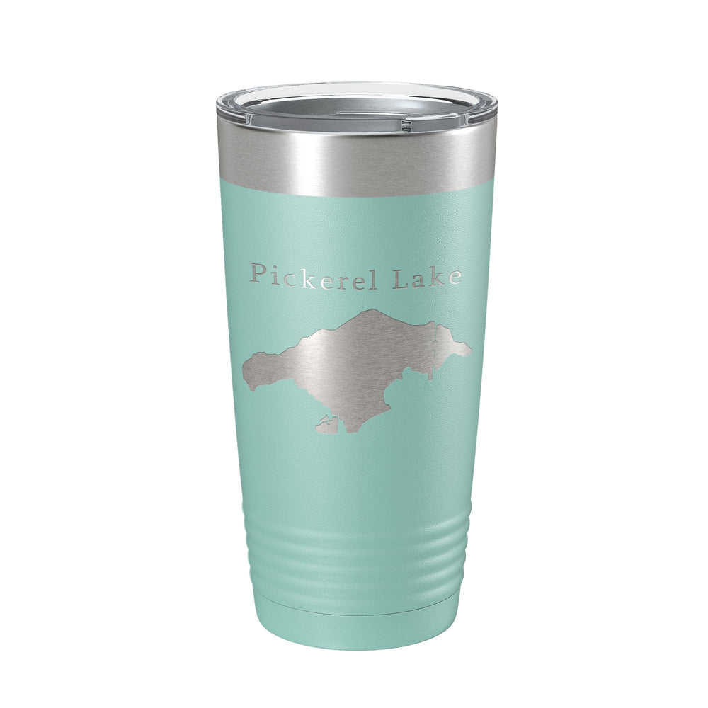 Pickerel Lake Map Tumbler Travel Mug Insulated Laser Engraved Coffee Cup Michigan 20 oz