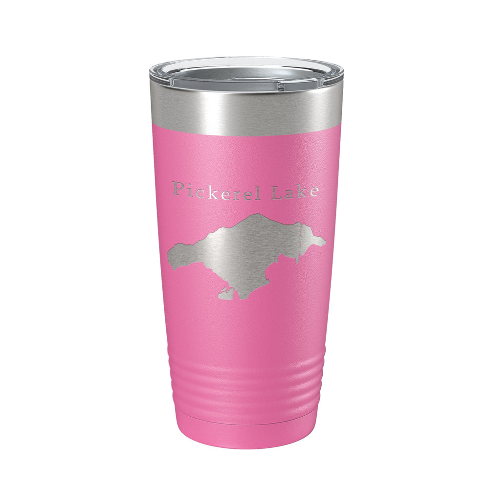 Pickerel Lake Map Tumbler Travel Mug Insulated Laser Engraved Coffee Cup Michigan 20 oz