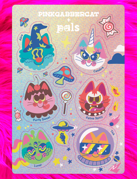 NEW! Pinkgabbercat Glitter Sticker Sheet