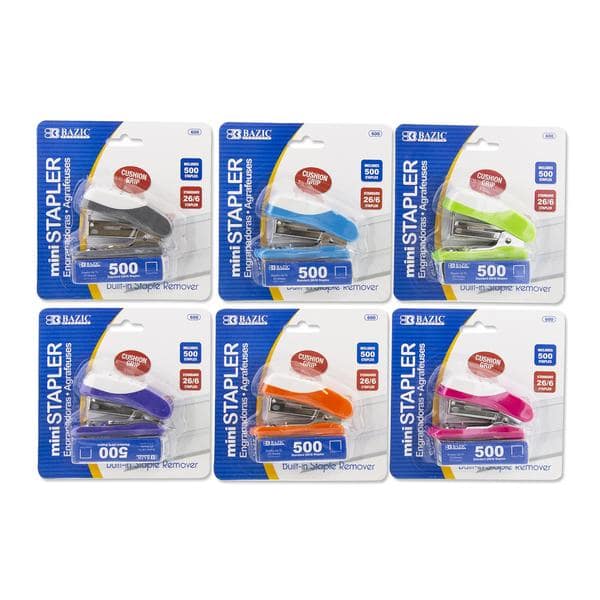 Mini Push Grip Standard (26/6) Hæftemaskine med 500 stk. hæfteklammer - Tilfældig farve