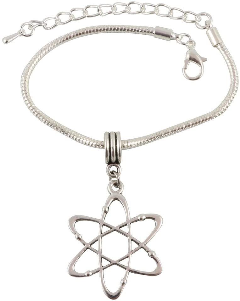 Emerald Park Jewelry Atomic Science Symbol Snake Chain Charm Bracelet