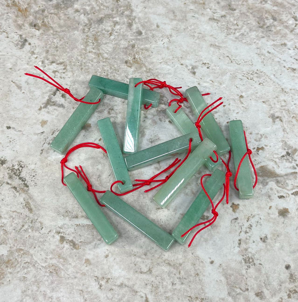 Green Aventurine, Rectangle Tube, 8mm x 45mm Pendant-1