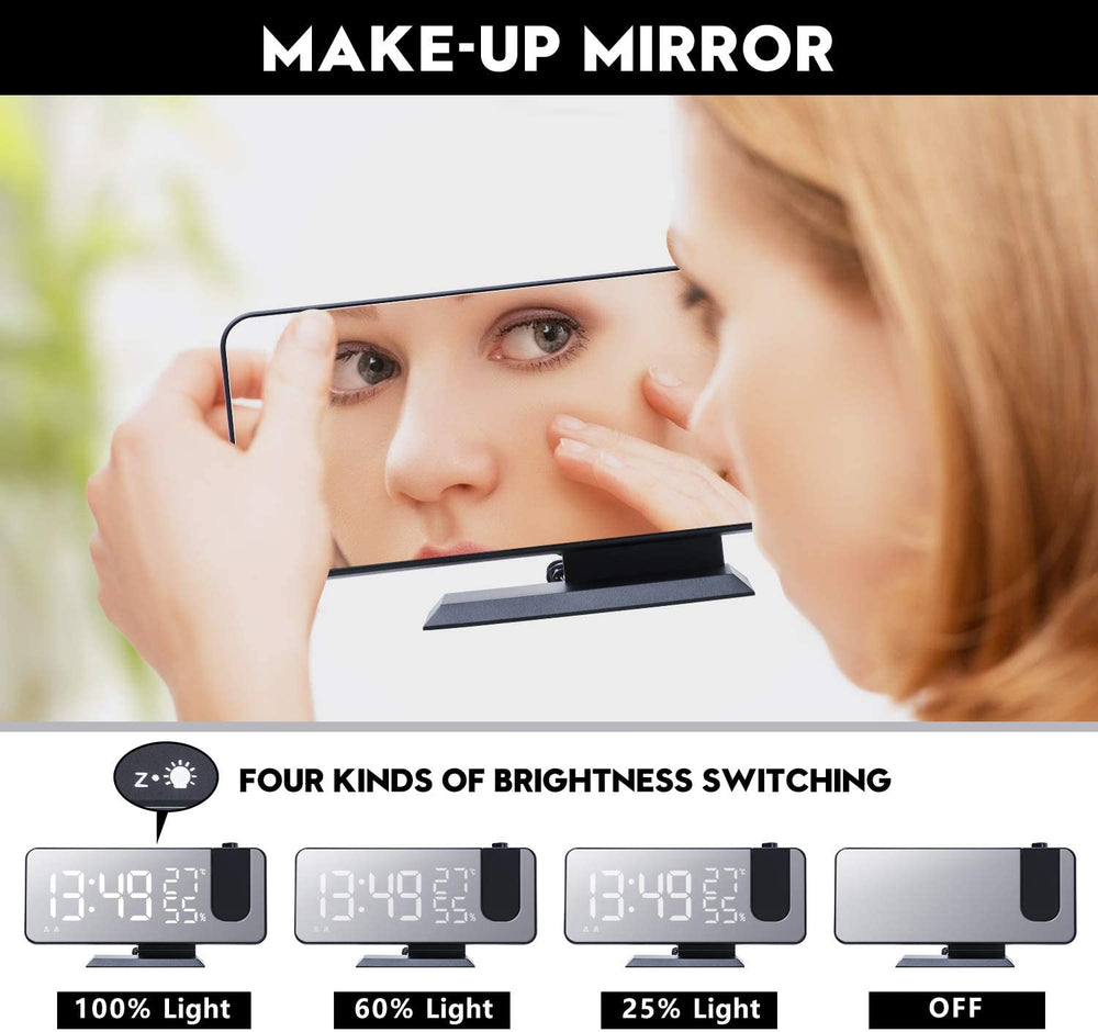 LED-projektion digital vækkeur telefonoplader