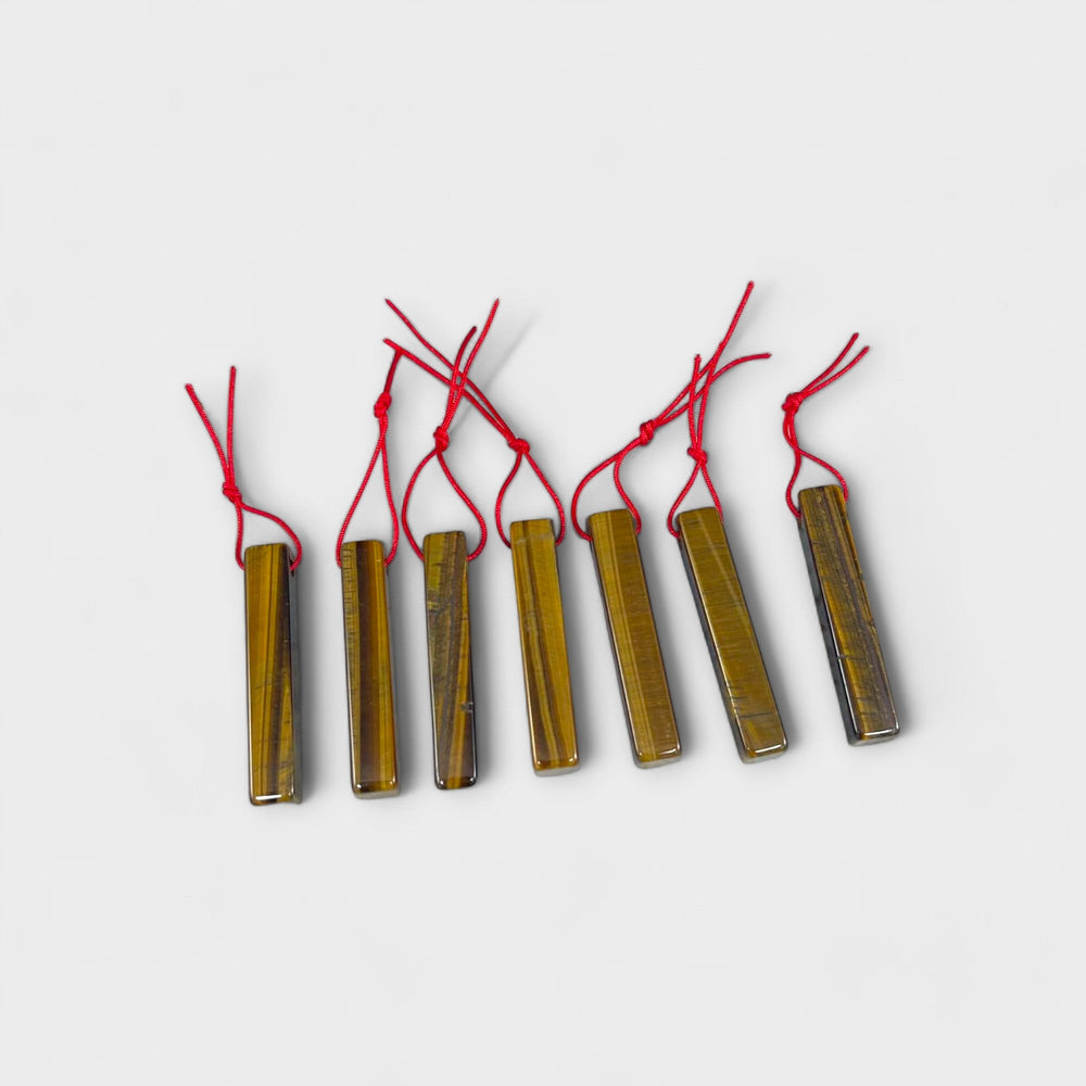 Yellow Tiger Eye, Rectangle Tube, 8mmx45mm Pendant-0