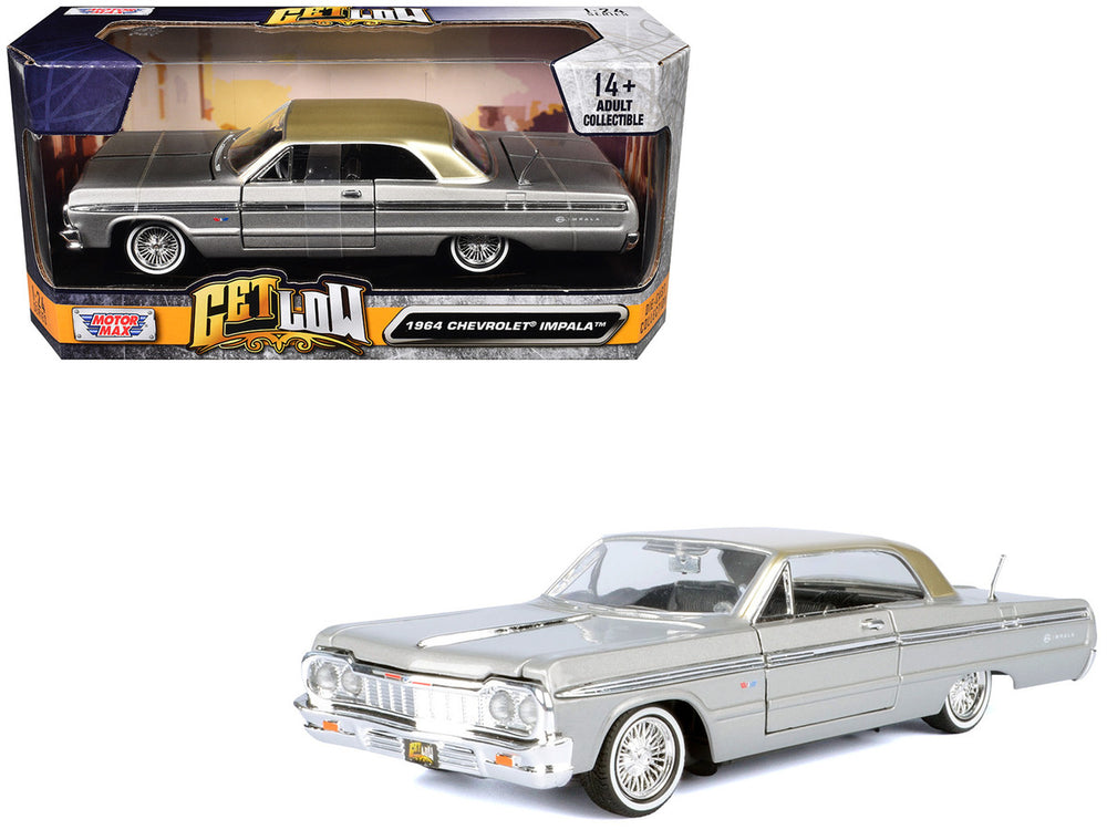 1964 Chevrolet Impala Lowrider Hard Top Silver Metallic with Gold Metallic Top 