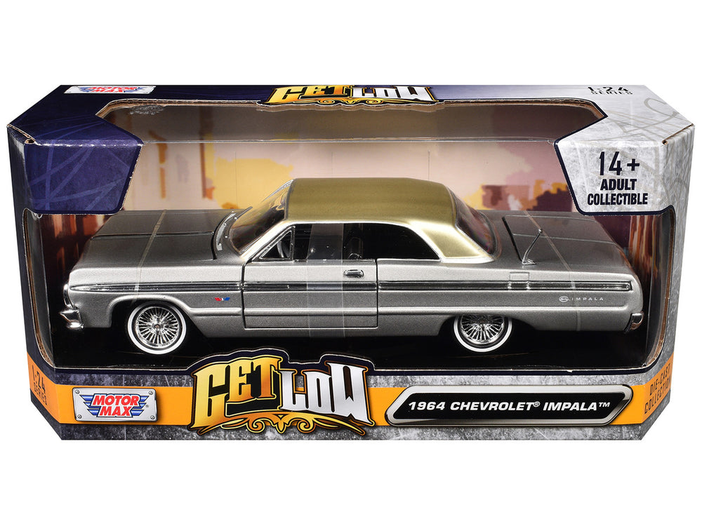 1964 Chevrolet Impala Lowrider Hard Top Silver Metallic with Gold Metallic Top 