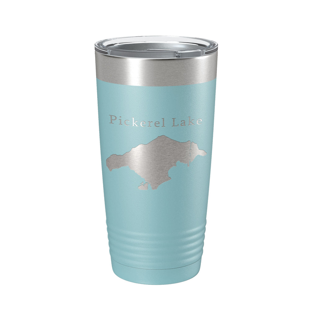 Pickerel Lake Map Tumbler Travel Mug Insulated Laser Engraved Coffee Cup Michigan 20 oz