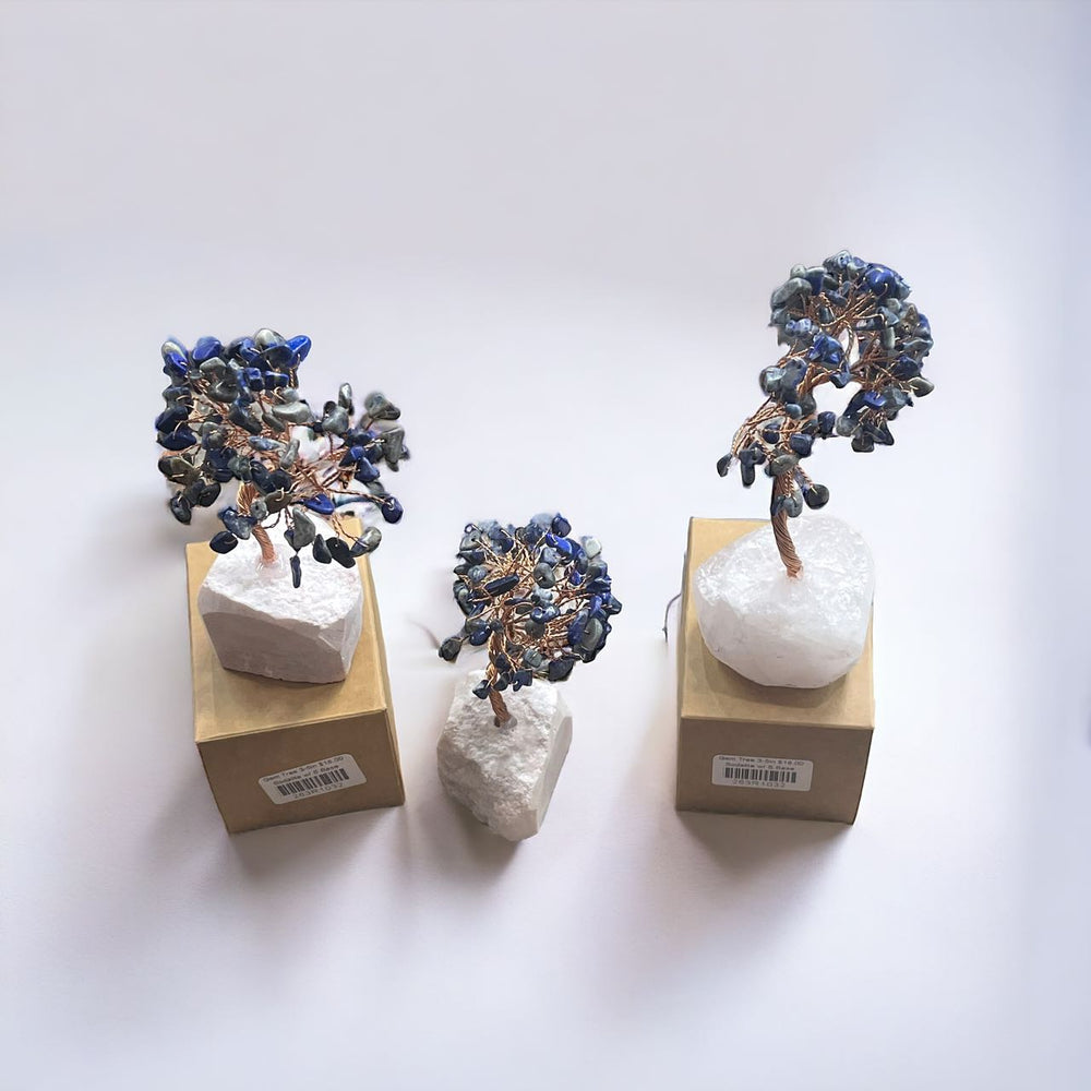 Gemstone Tree w/ Stone Base, 3-5in Tall,-4