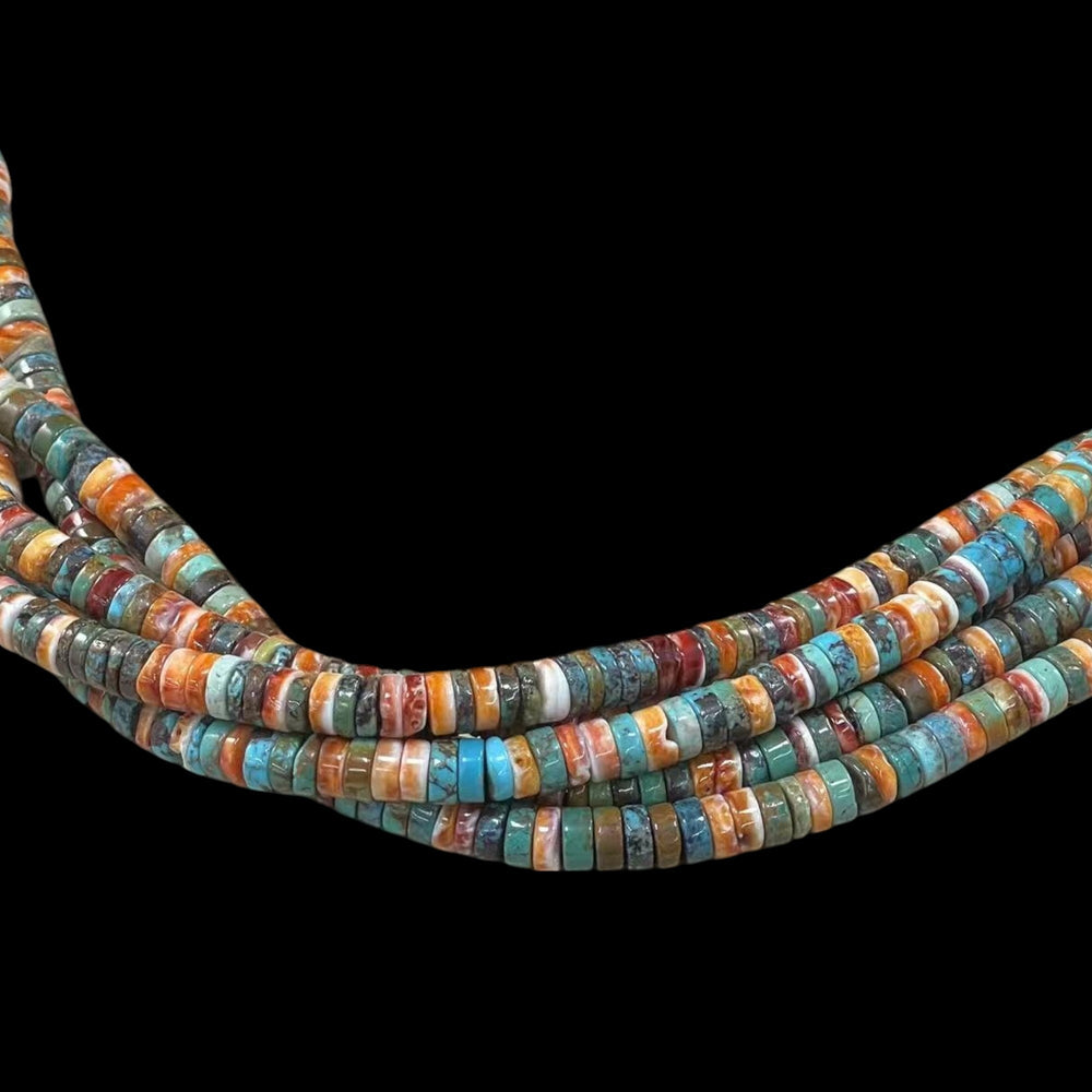 Turquoise & Spiny Oyster, Heishi Disk Shape 6mm 8mm-0