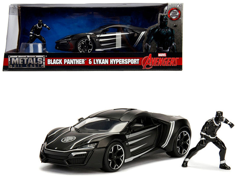 Lykan Hypersport Black with Black Panther Diecast Figurine 