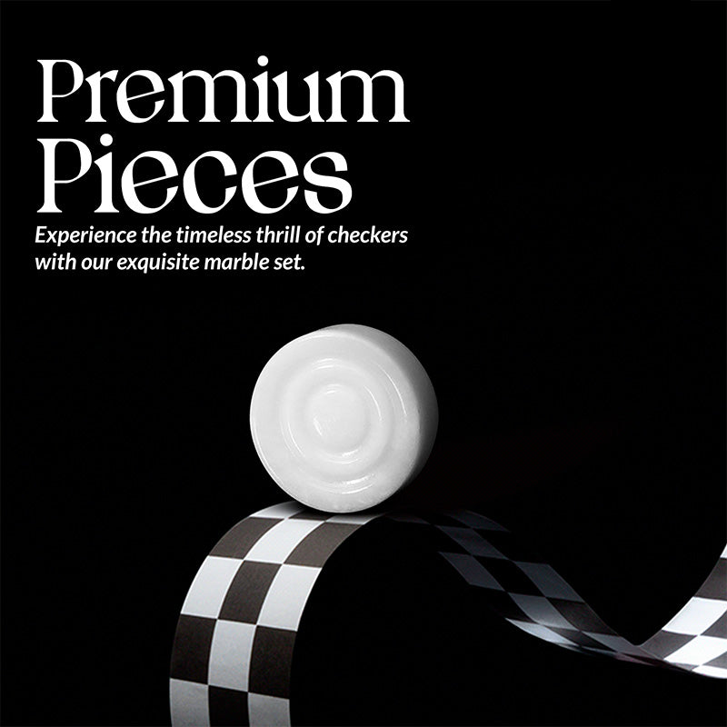 Black and White 15 Inches Marble Tournament Checkers Set