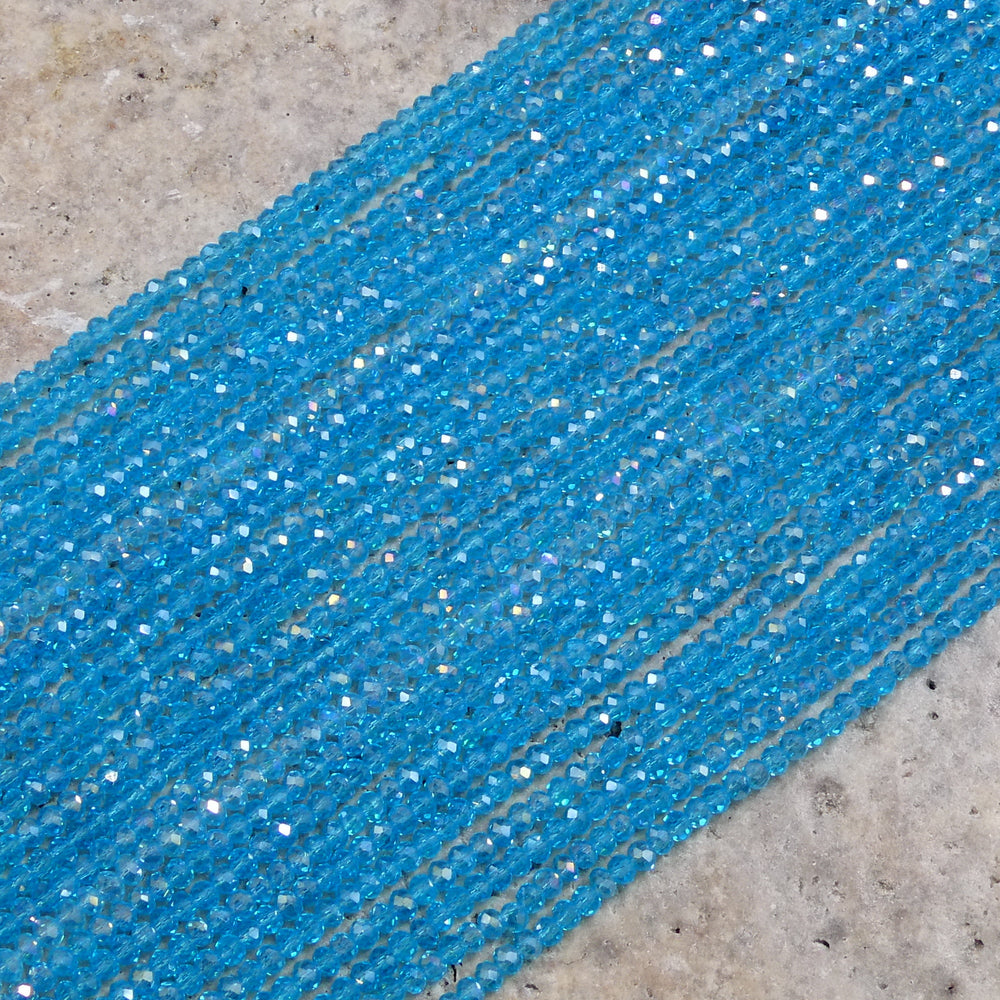 Crystal Faceted Rondelle Aquamarine AB, 2mm 4mm 6mm 8mm-1