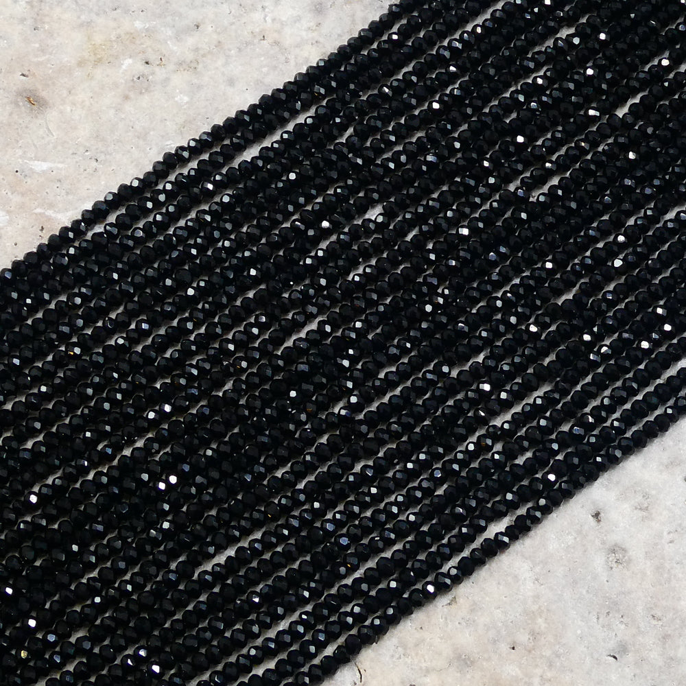 Crystal Faceted Rondelle Black , 2mm 4mm 6mm 8mm