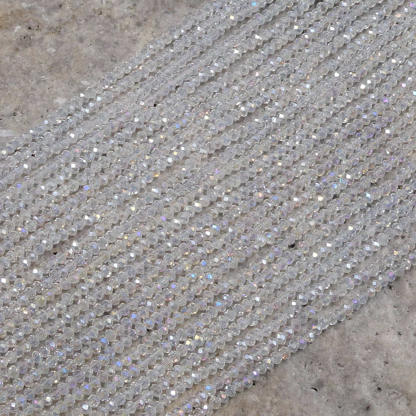 Crystal Faceted Rondelle Clear AB, 2mm 4mm 6mm 8mm-1