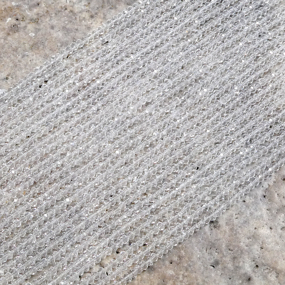 Crystal Faceted Rondelle Clear (No AB), 2mm 4mm 6mm 8mm-1