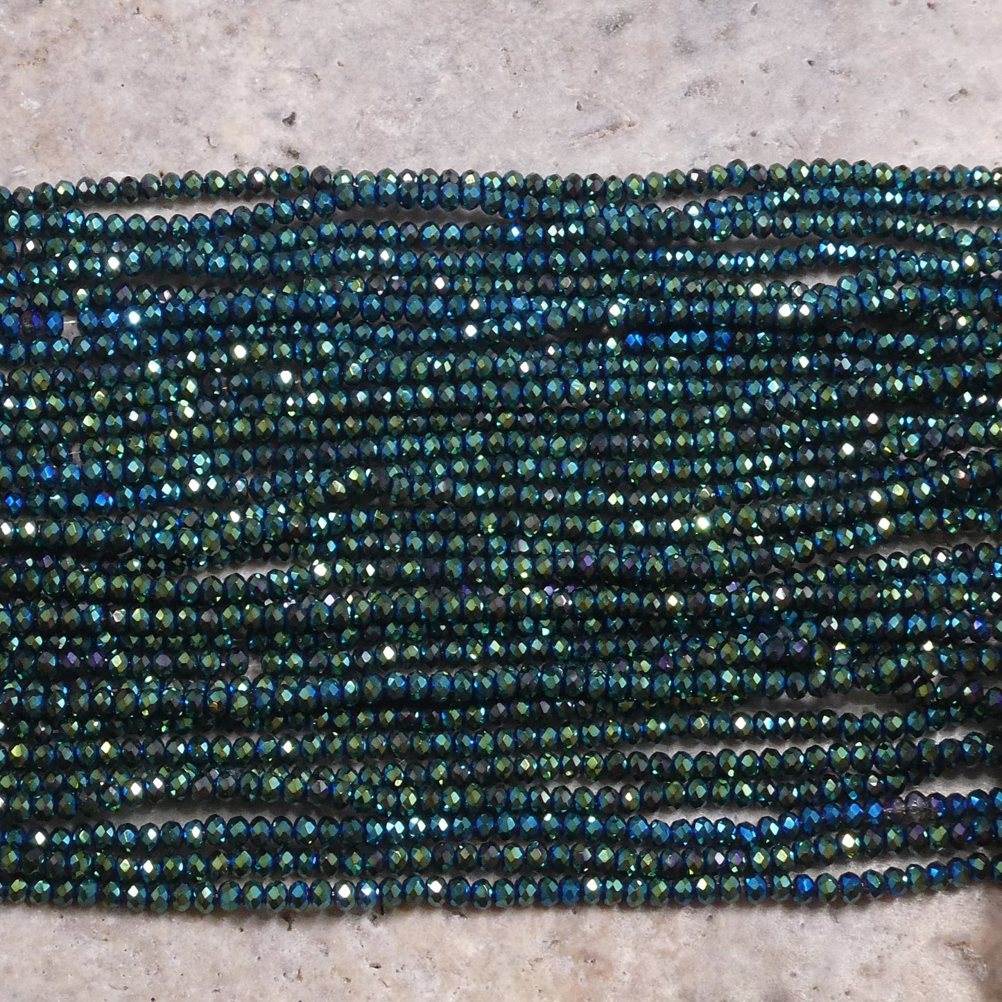 Crystal Faceted Rondelle Metallic Green Iris, 2mm 4mm 6mm 8mm