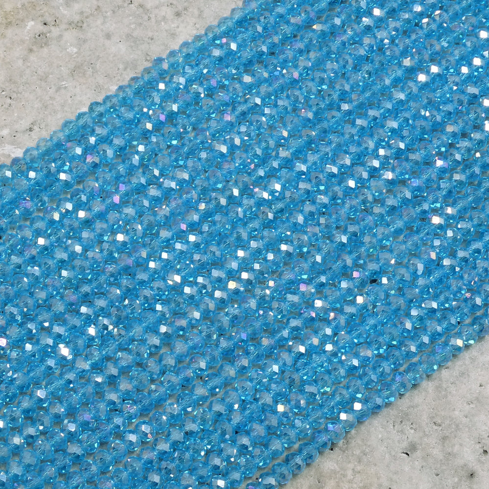 Crystal Faceted Rondelle Aquamarine AB, 2mm 4mm 6mm 8mm-2