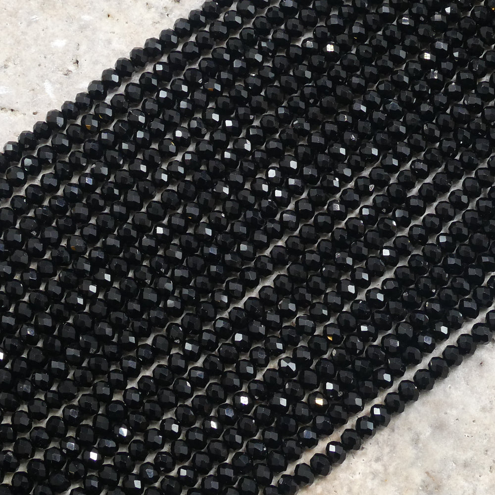 Crystal Faceted Rondelle Black , 2mm 4mm 6mm 8mm
