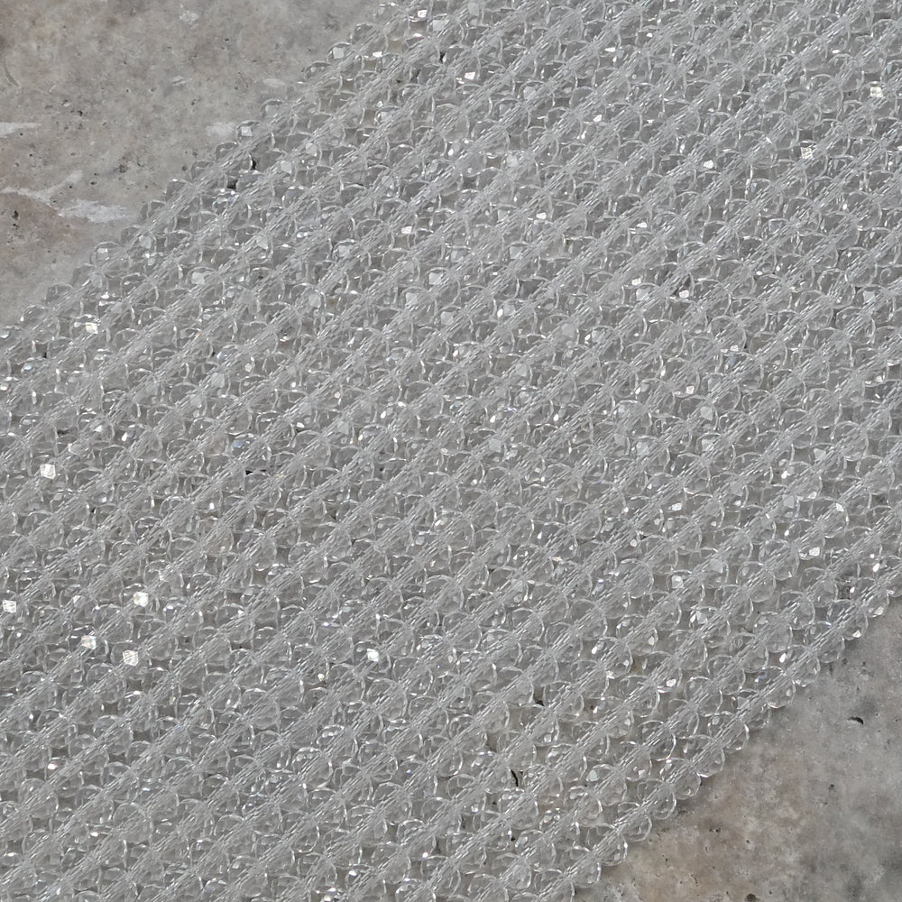 Crystal Faceted Rondelle Clear (No AB), 2mm 4mm 6mm 8mm-2