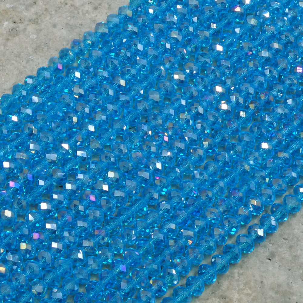 Crystal Faceted Rondelle Aquamarine AB, 2mm 4mm 6mm 8mm-3