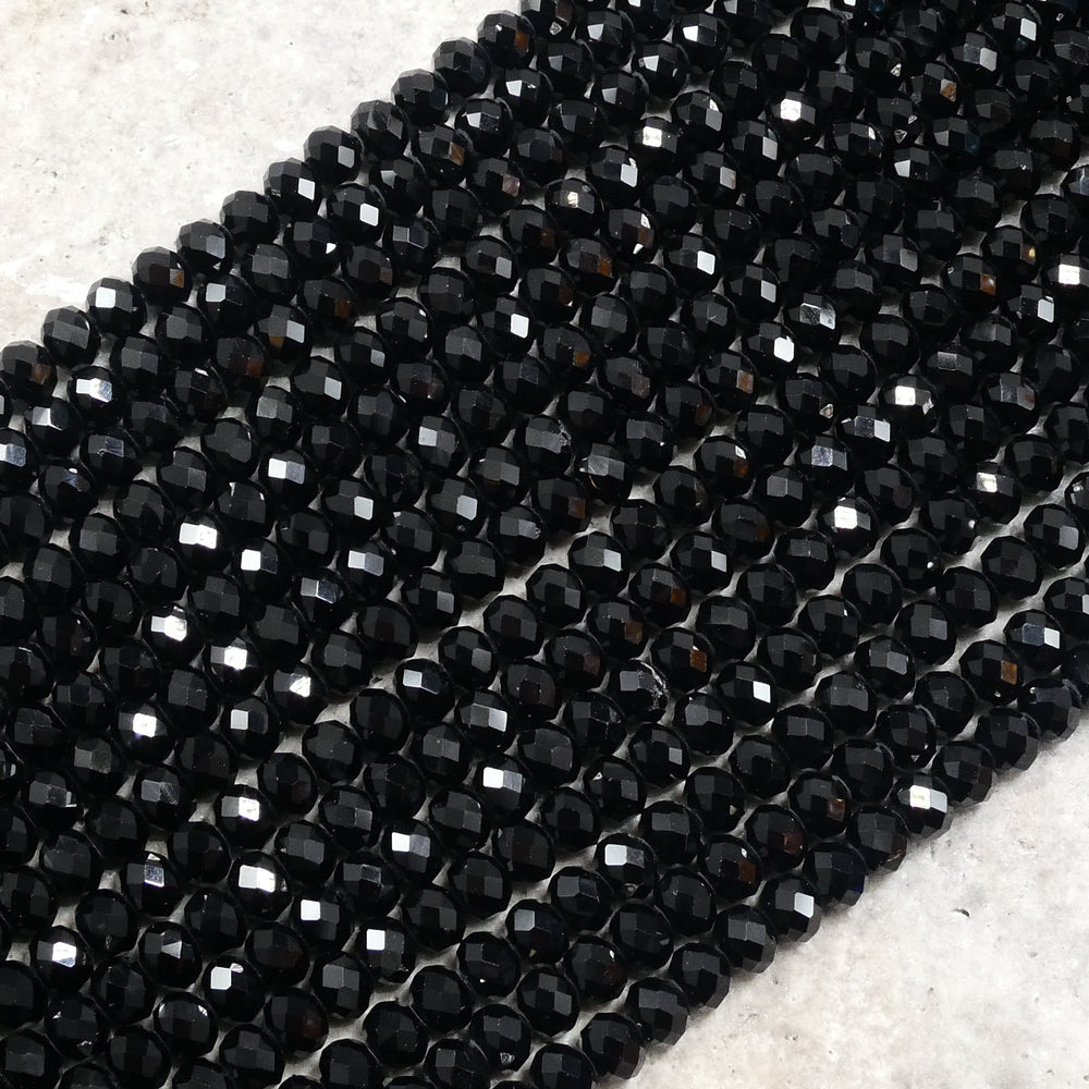 Crystal Faceted Rondelle Black , 2mm 4mm 6mm 8mm