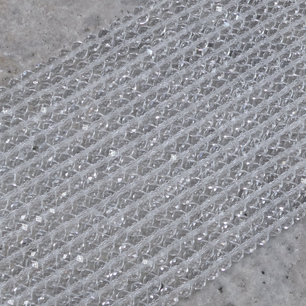 Crystal Faceted Rondelle Clear (No AB), 2mm 4mm 6mm 8mm-3