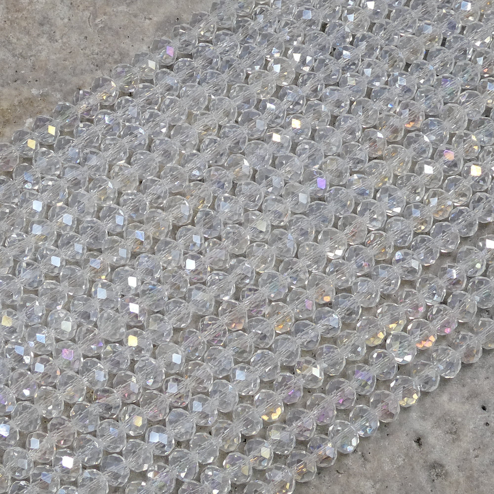 Crystal Faceted Rondelle Clear AB, 2mm 4mm 6mm 8mm-3