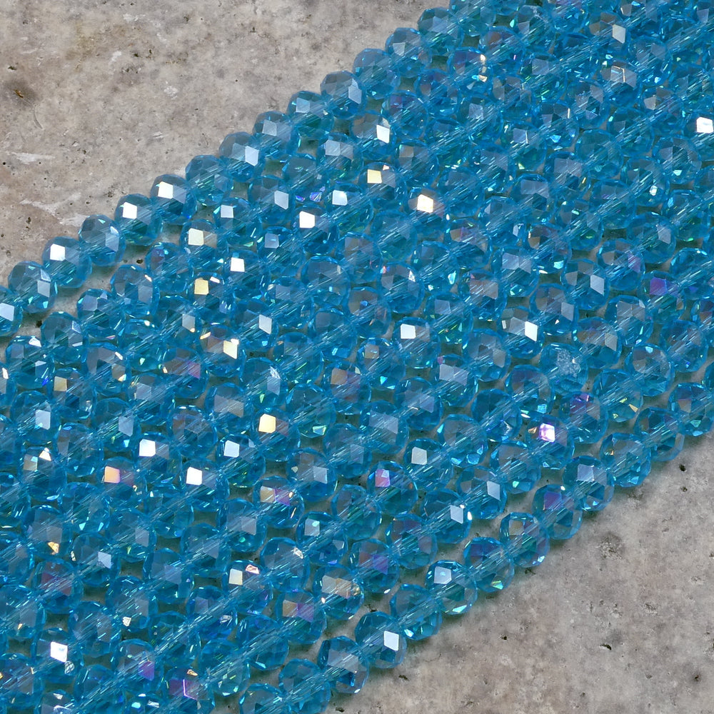 Crystal Faceted Rondelle Aquamarine AB, 2mm 4mm 6mm 8mm-4