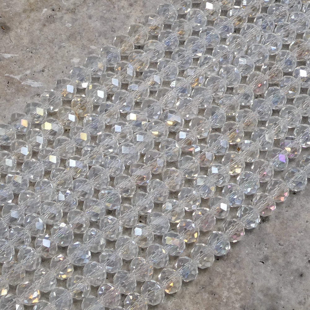 Crystal Faceted Rondelle Clear AB, 2mm 4mm 6mm 8mm-4