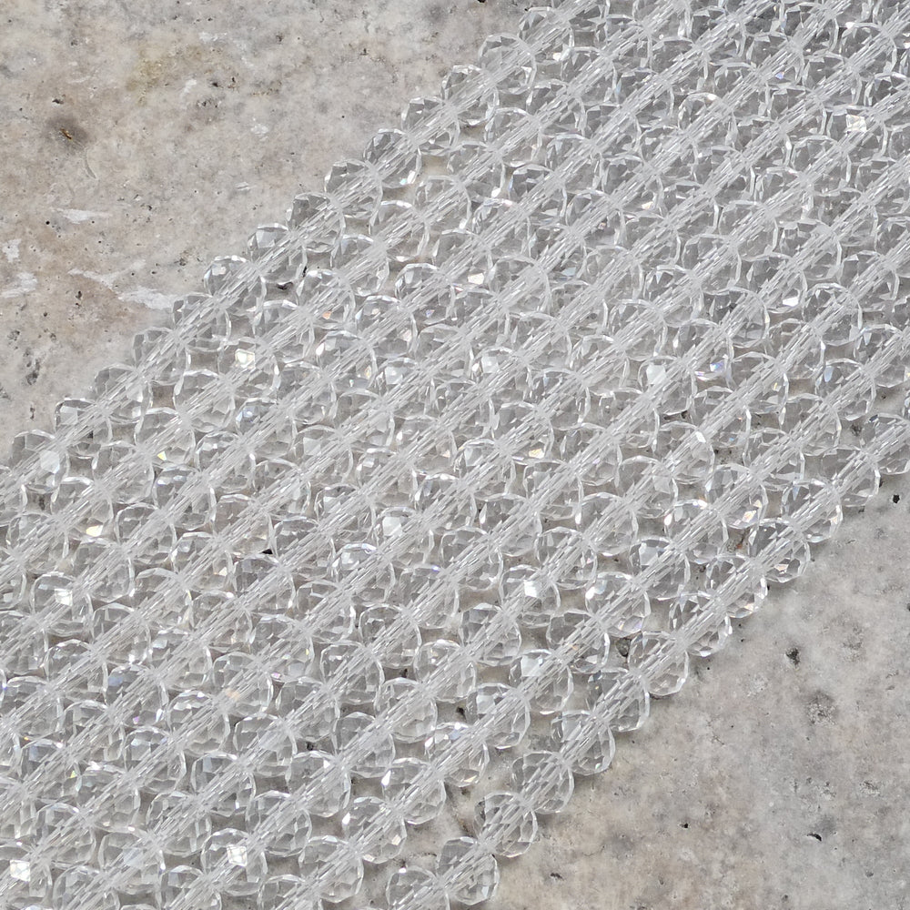 Crystal Faceted Rondelle Clear (No AB), 2mm 4mm 6mm 8mm-4
