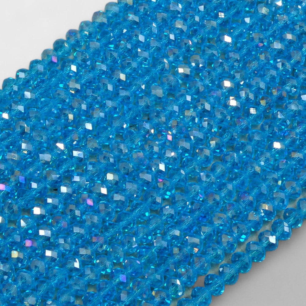 Crystal Faceted Rondelle Aquamarine AB, 2mm 4mm 6mm 8mm-0